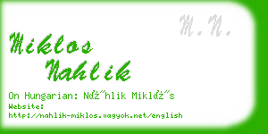 miklos nahlik business card